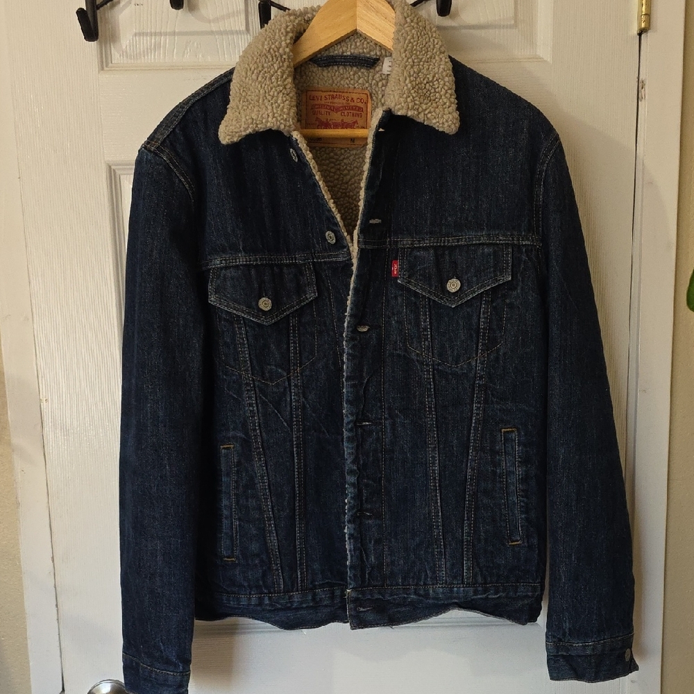 Levi's Men's Dark Blue Sherpa Denim Jacket